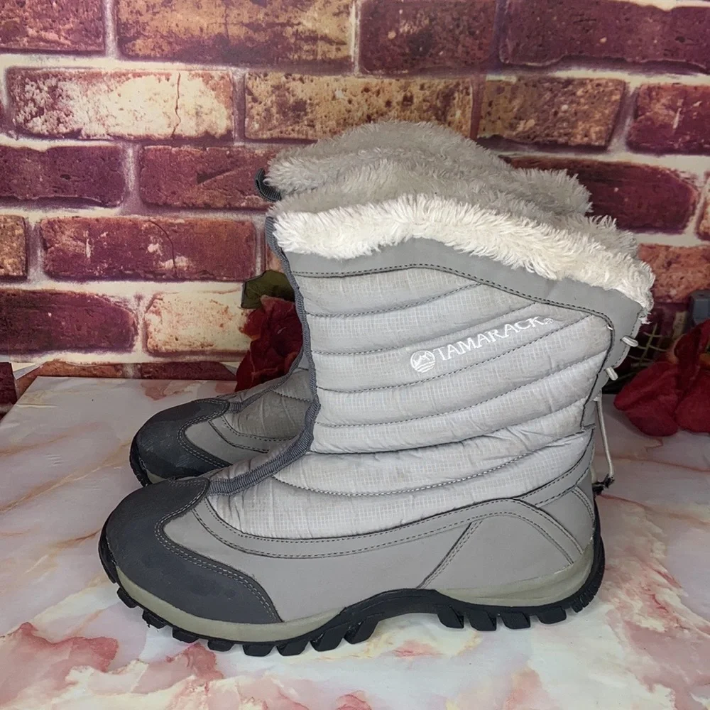 Tamarack Gray mid-calf Fur Lined Quilted Waterproof Snow Boots